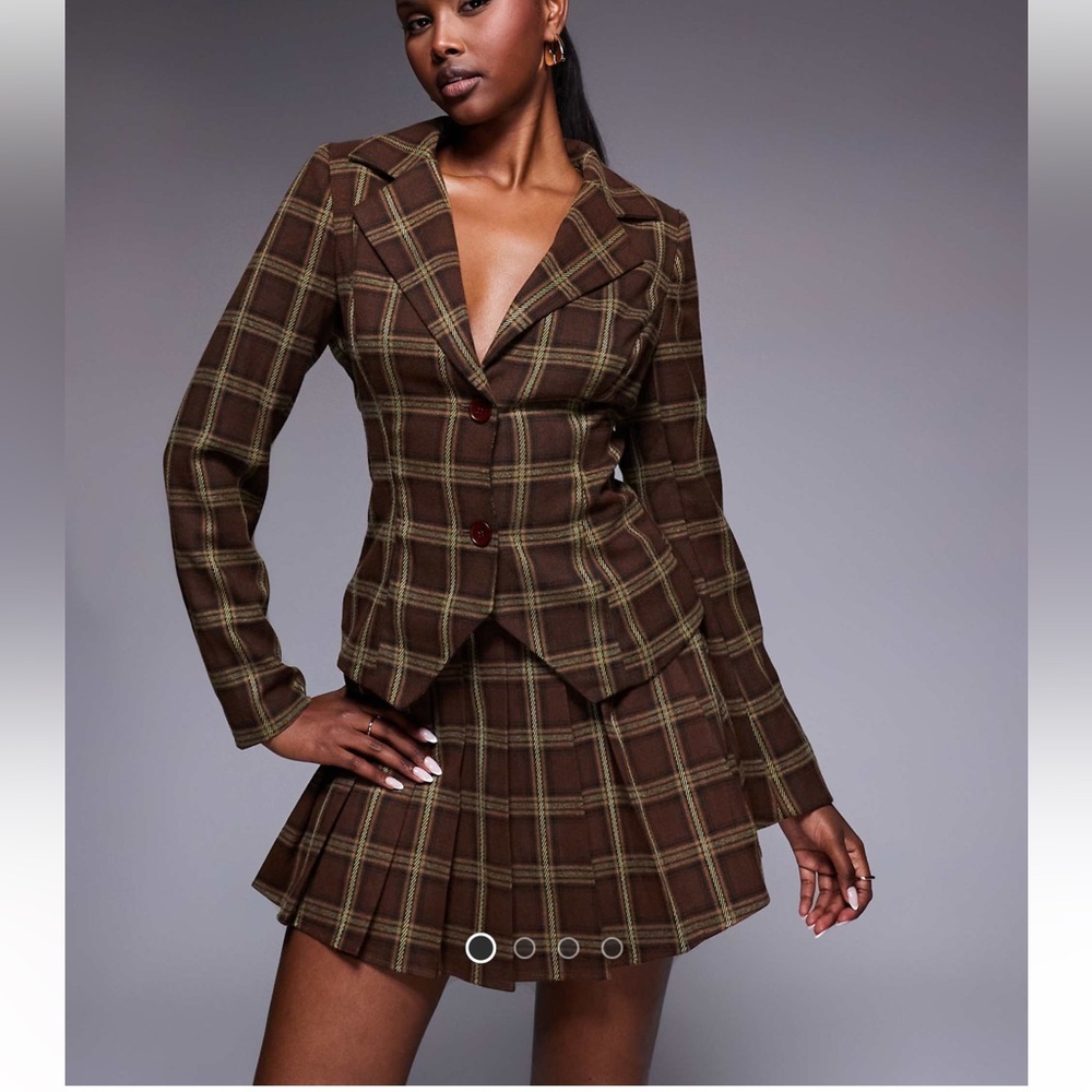 NWT Asos Kaiia Heritage check fitted blazer US 4